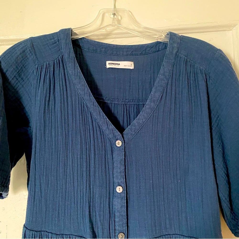 Sonoma Blue Cotton Gauze Dress - Size S